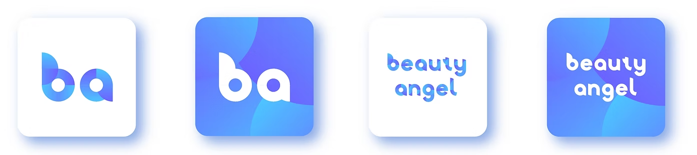 Direction 01 app icons — monogram and wordmark, on white and on gradient