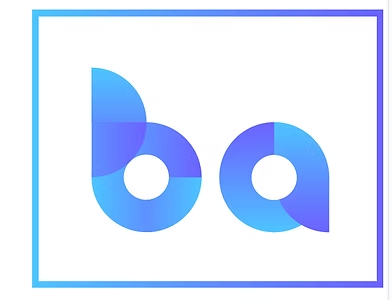 The final ba monogram in a blue-to-violet gradient