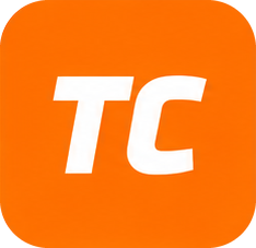 TownCup app icon — white TC on orange
