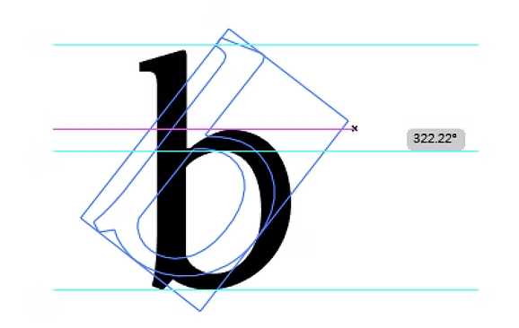 The b rotated 322.22 degrees to form a diagonal wing